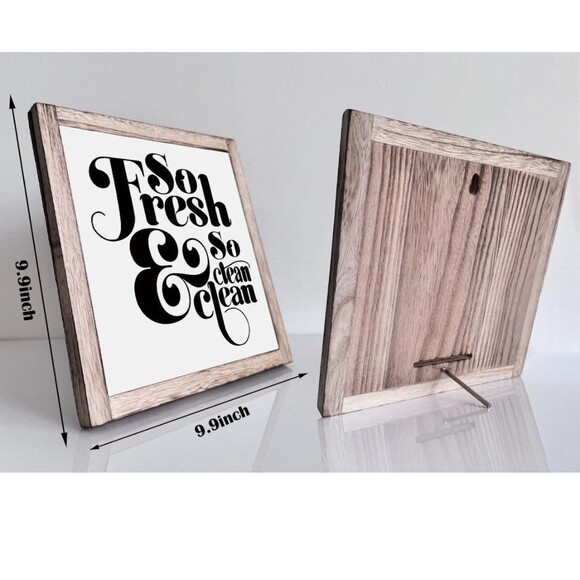 So Fresh & So Clean Clean Bathroom Sign 9.9inx9.9in Funny Bathroom Decor - Picture 4 of 4